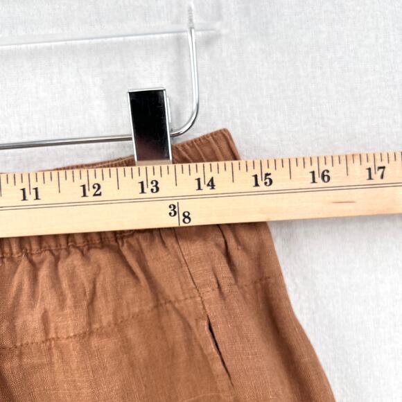 ENZA COSTA French Linen Drawcord Droprise Pants Womens Medium Brown Drop Crotch - Picture 12 of 16